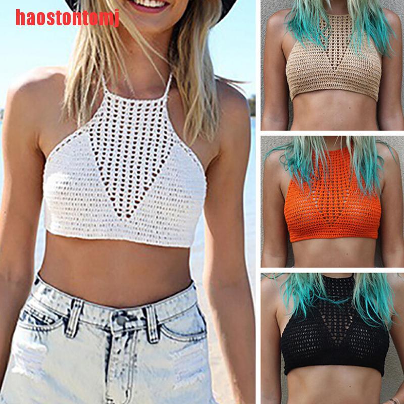 Áo Croptop Len Móc Phong Cách Boho Cho Nữ