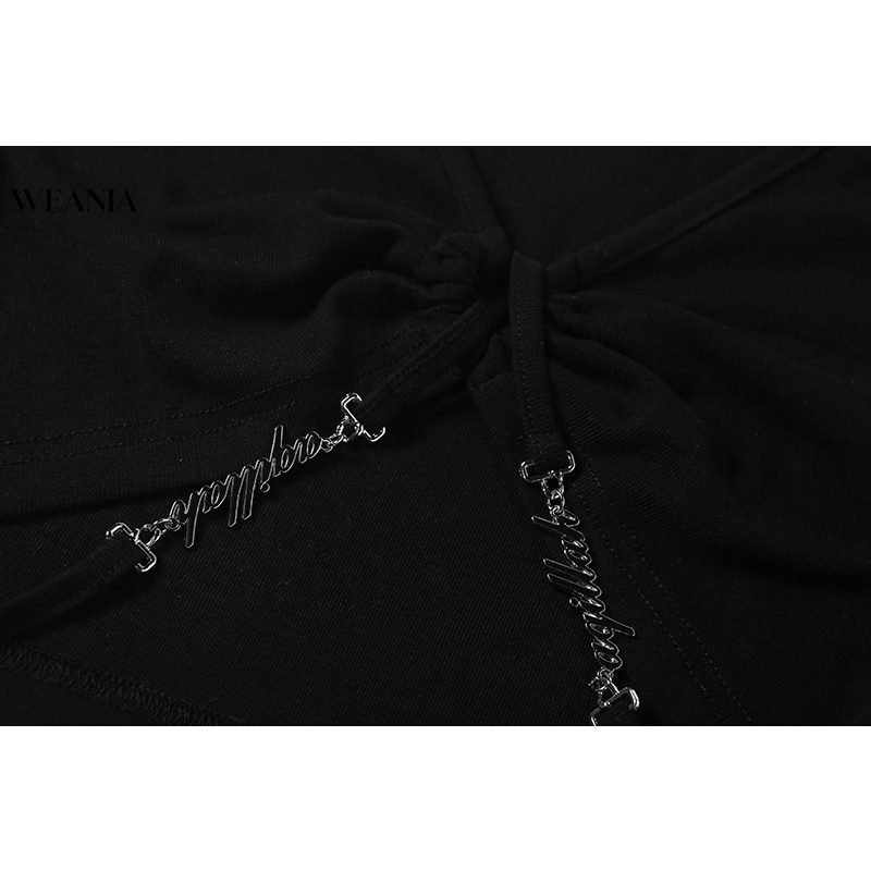 Áo Thun Crop Top Cổ Chữ V Phối Dây Cột Thời Trang Mùa Hè Cá Tính