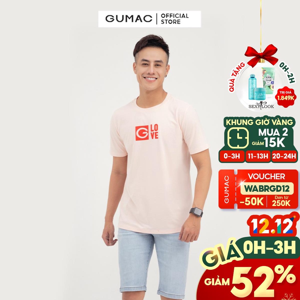 Áo thun nam in chữ G Love GUMAC couple dễ thương ATNB825