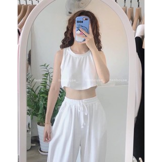❣❣sét áo croptop phối quần jogger trắng
