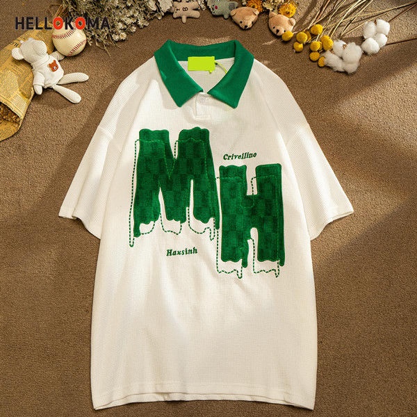 Áo polo Ngắn Tay Thêu Chữ Thời Trang Nam Tính