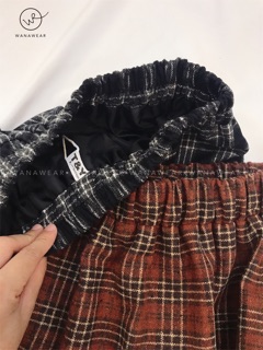 Chân váy maxi kẻ caro (sẵn màu đỏ)