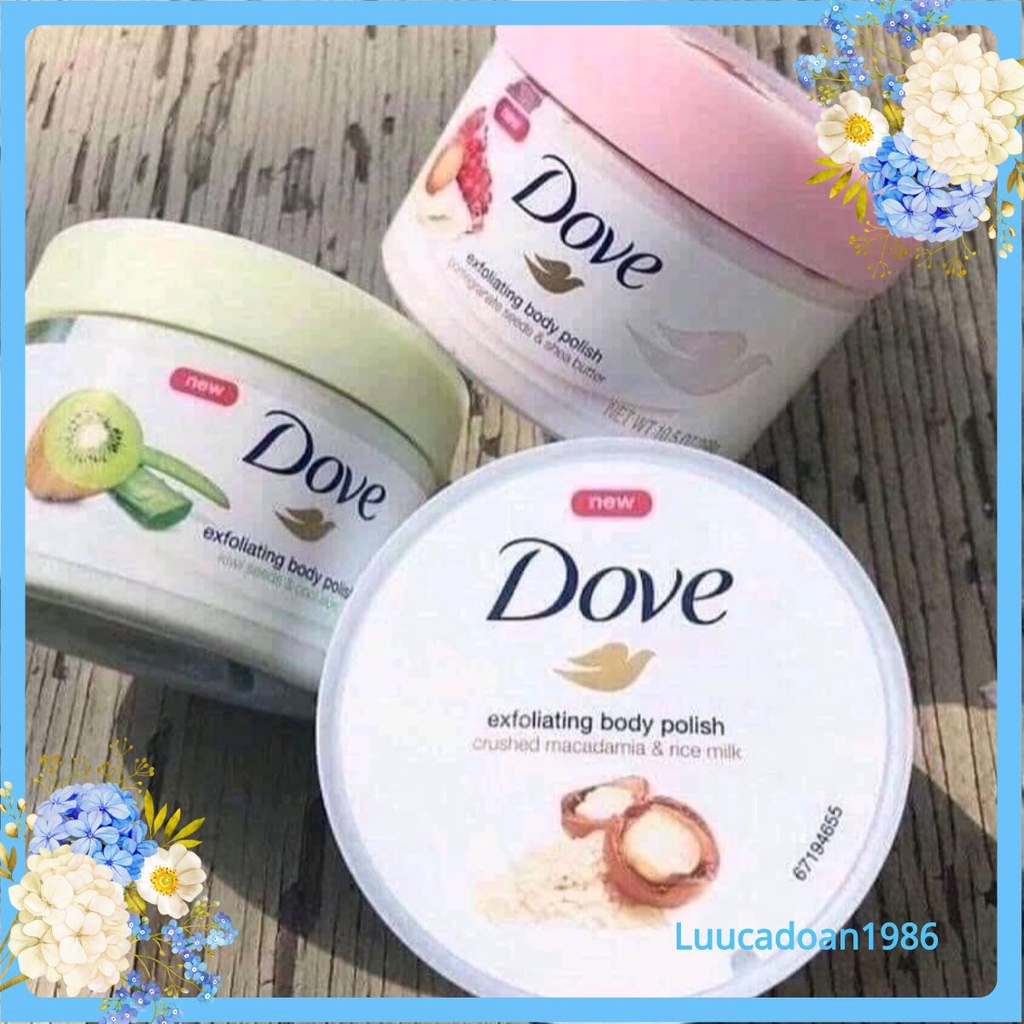 ✅ [Hàng Úc] Tẩy da chết body DOVE EXFOLIATING BODY POLISH [ÚC] 298gr [Nhập khẩu chính hãng] đủ mùi