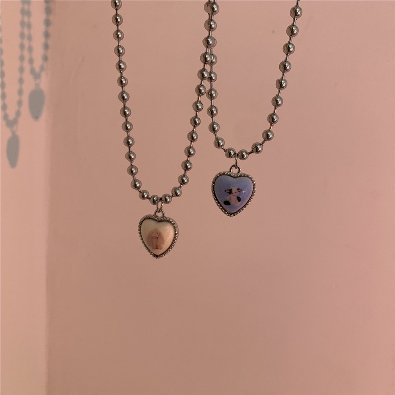 Vòng Cổ Chuỗi Hạt Mặt Tròn Hình Thỏ Phong Cách Hip Hop Hàn Quốc Độc Đáo 19A1233 Thời Trang