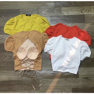 Áo croptop đan dây hở lưng có mút ngực, chất thun borip cap cấpU
