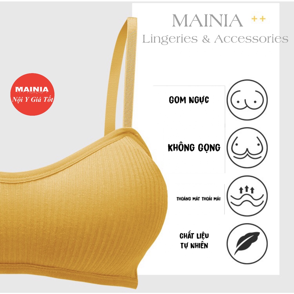 Áo  Bra Cotton Thun Gân Tăm 2 Dây Màu Trơn Co Giãn Áo Lót Học Sinh Mainia Shop