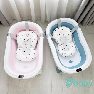 Free ship !!! chậu tắm gấp gọn 9baby tiện dụng kèm phao cho bé yêu - có nhiệt ké