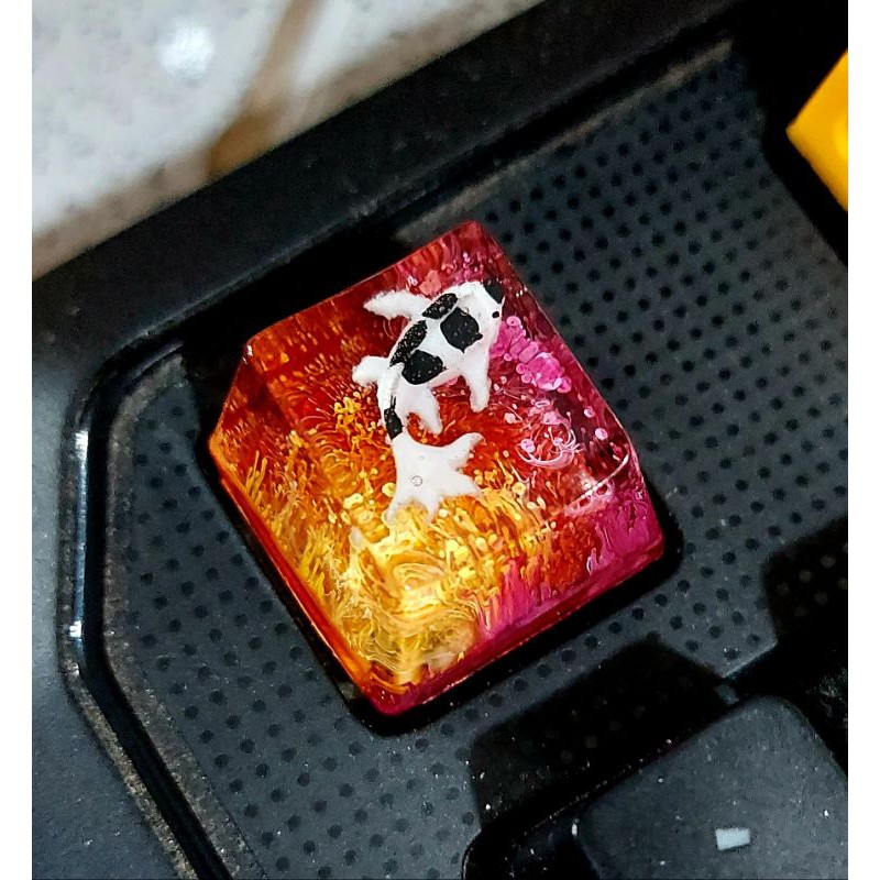 keycap resin cá koi tone đỏ vàng trang trí bàn phím cơ gaming