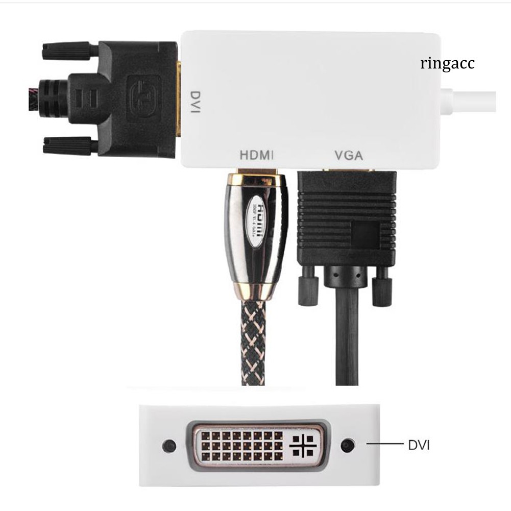 RCA Cáp Chuyển Đổi Từ Cổng Dp Sang Hdmi / Dvi / Vga 3 Trong 1 Đa Năng