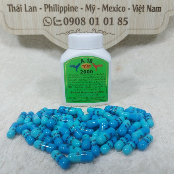 [ Tăng bo gà đá cựa sắt ] A18 - 2000 (t͢h͢u͢ố͢c͢ gà đá cao cấp LAMPAM THÁI LAN) - 1 lọ / 65 viên
