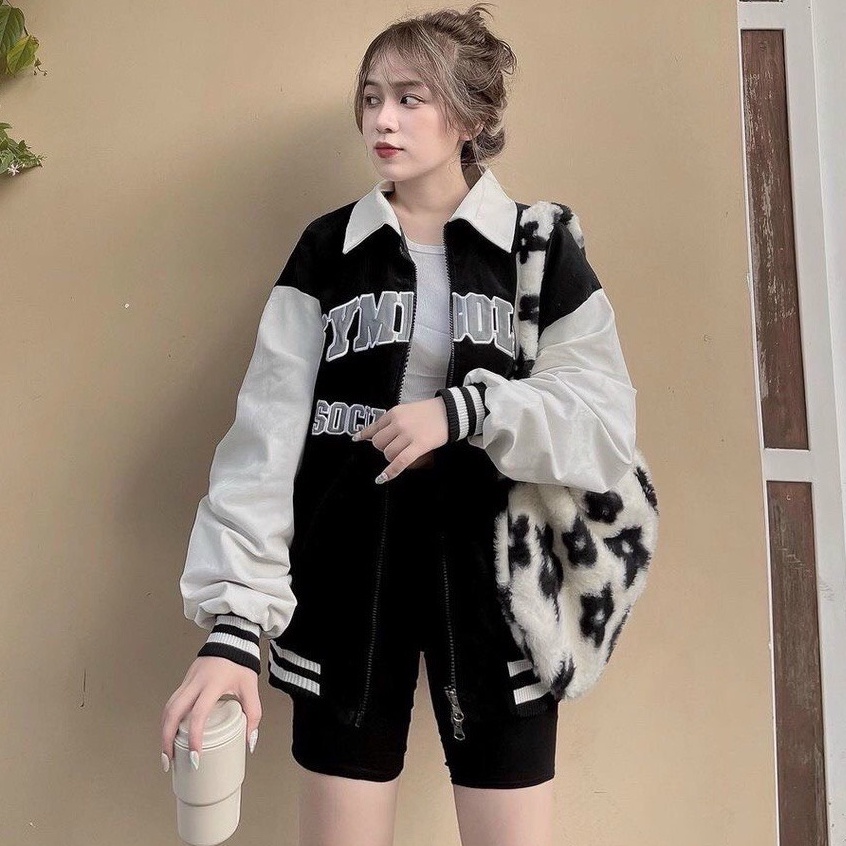 Áo Khoác Nữ Bomber Chất Umi Phối Cổ Polo Hàng Đẹp/Freesize
