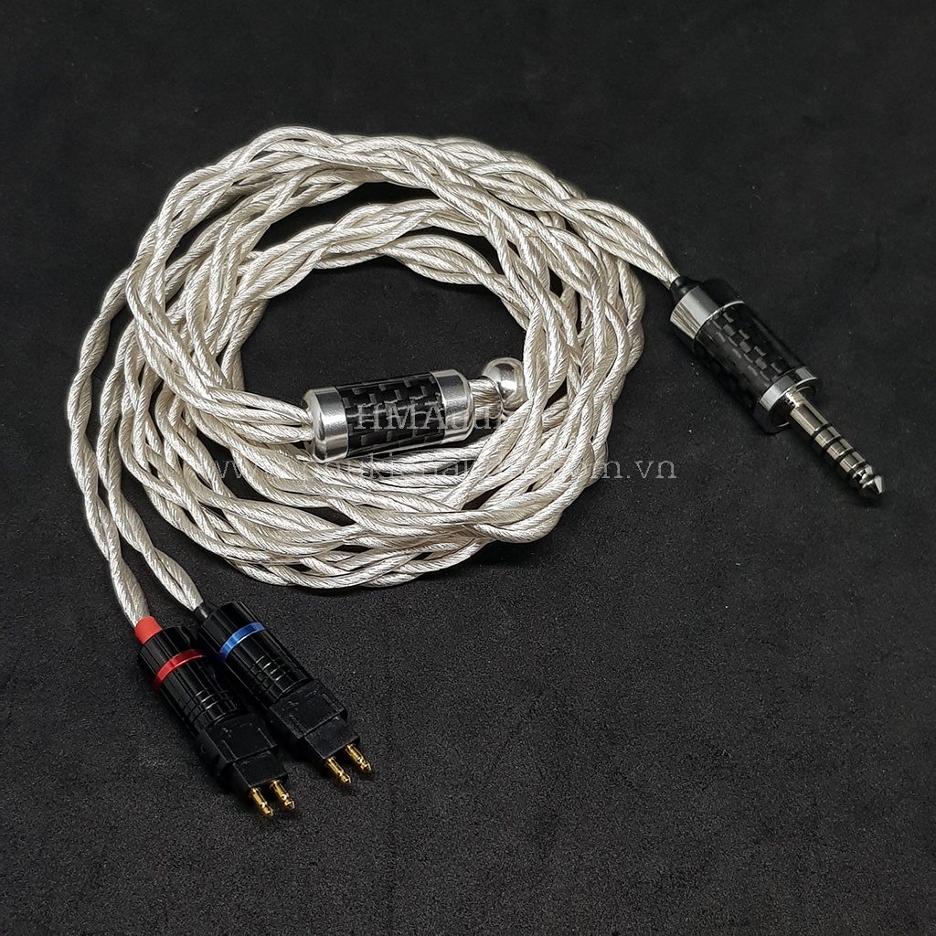 Dây tai nghe đồng mạ bạc OFC 1.8mm tết 4 - Connector Sennheiser HD650 HD600 HD660s HD25