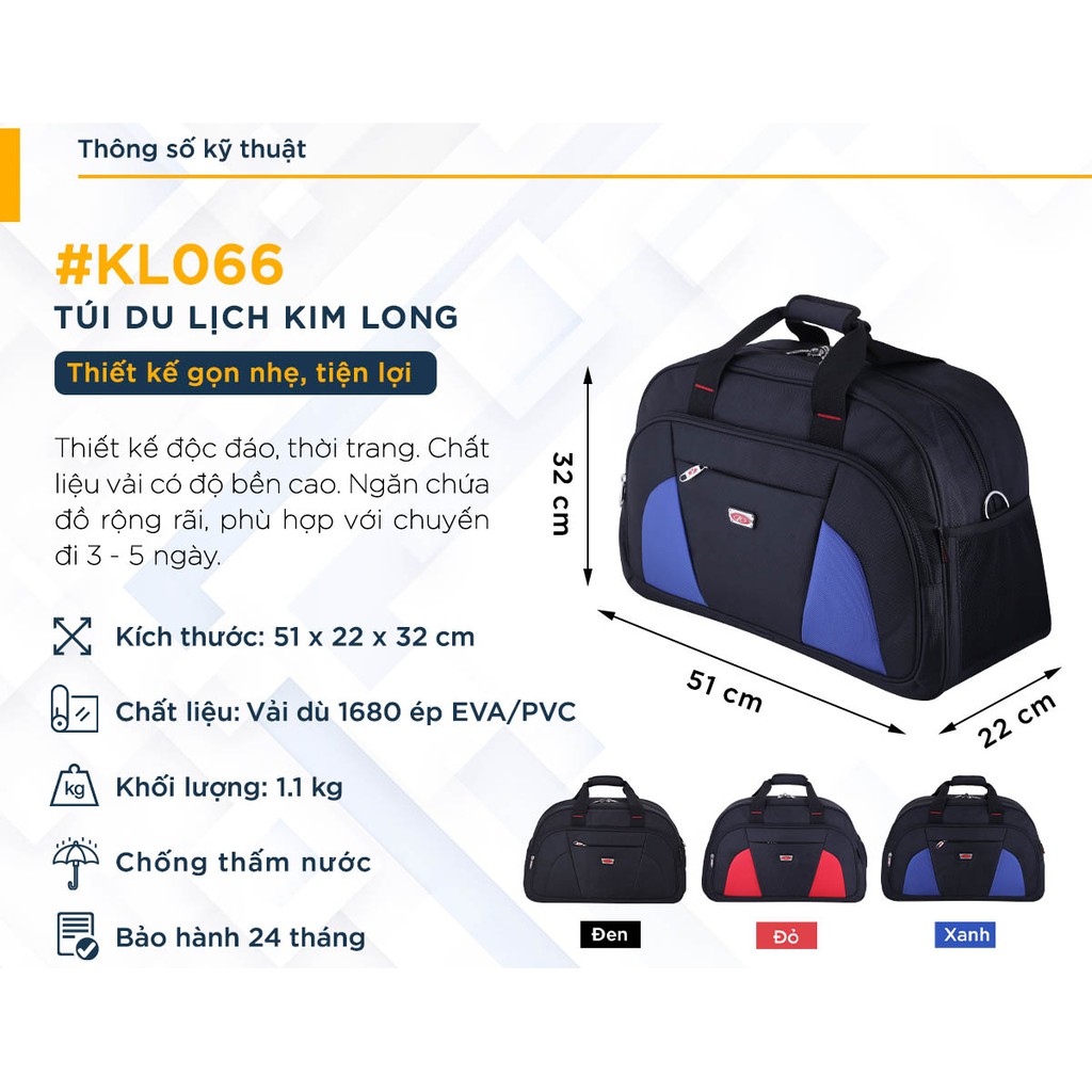 Túi du lịch chống nước cỡ lớn Kim Long KL086