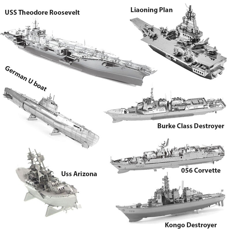 Mô hình 3d bằng thép tự ráp mẫu tàu quân sự
