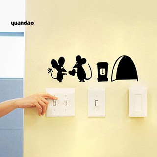 Sticker hình cặp đôi chuột dễ thương dán trang trí tường