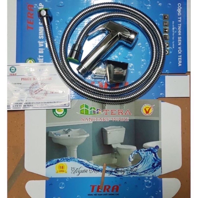 Bộ xịt vệ sinh Tera hàng đẹp nhựa mạ dây 1,5m