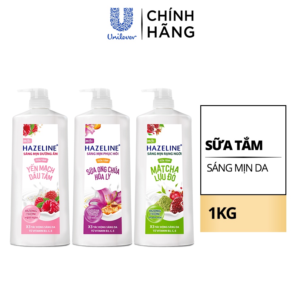 Sữa tắm dưỡng thể thiên nhiên trắng sáng da Hazeline 1kg