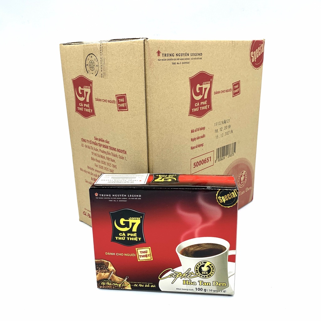 Cà phê G7 hòa tan đen - Trung Nguyên Legend - Hộp 50 gói