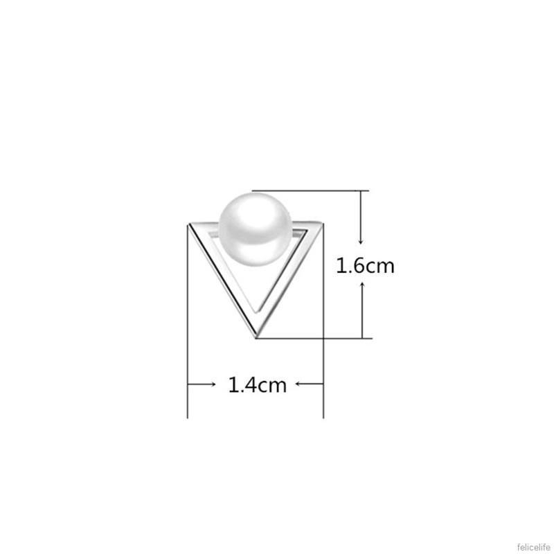 Bông tai hình tam giác đính ngọc trai giả sang trọng