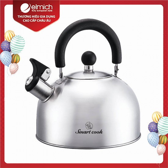 [Mã LIFEHOT1505 giảm 10% đơn 99K] Ấm đun nước Inox 304 Elmich Smartcook 2.5L SM3372 dùng bếp từ