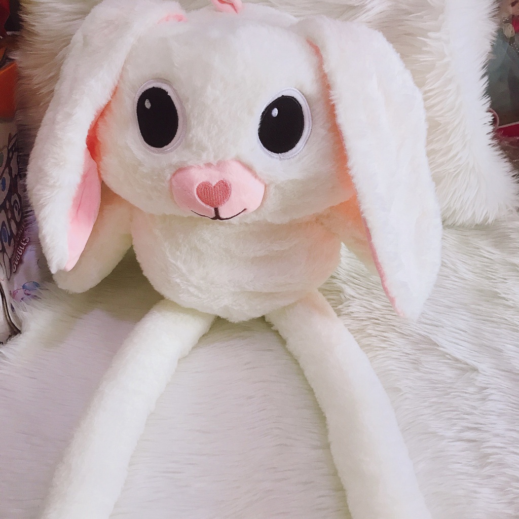 Gấu nhồi bông Thỏ tai dài - Thú nhồi bông thỏ rút tai  đáng yêu cho bé, thỏ kéo tai bông