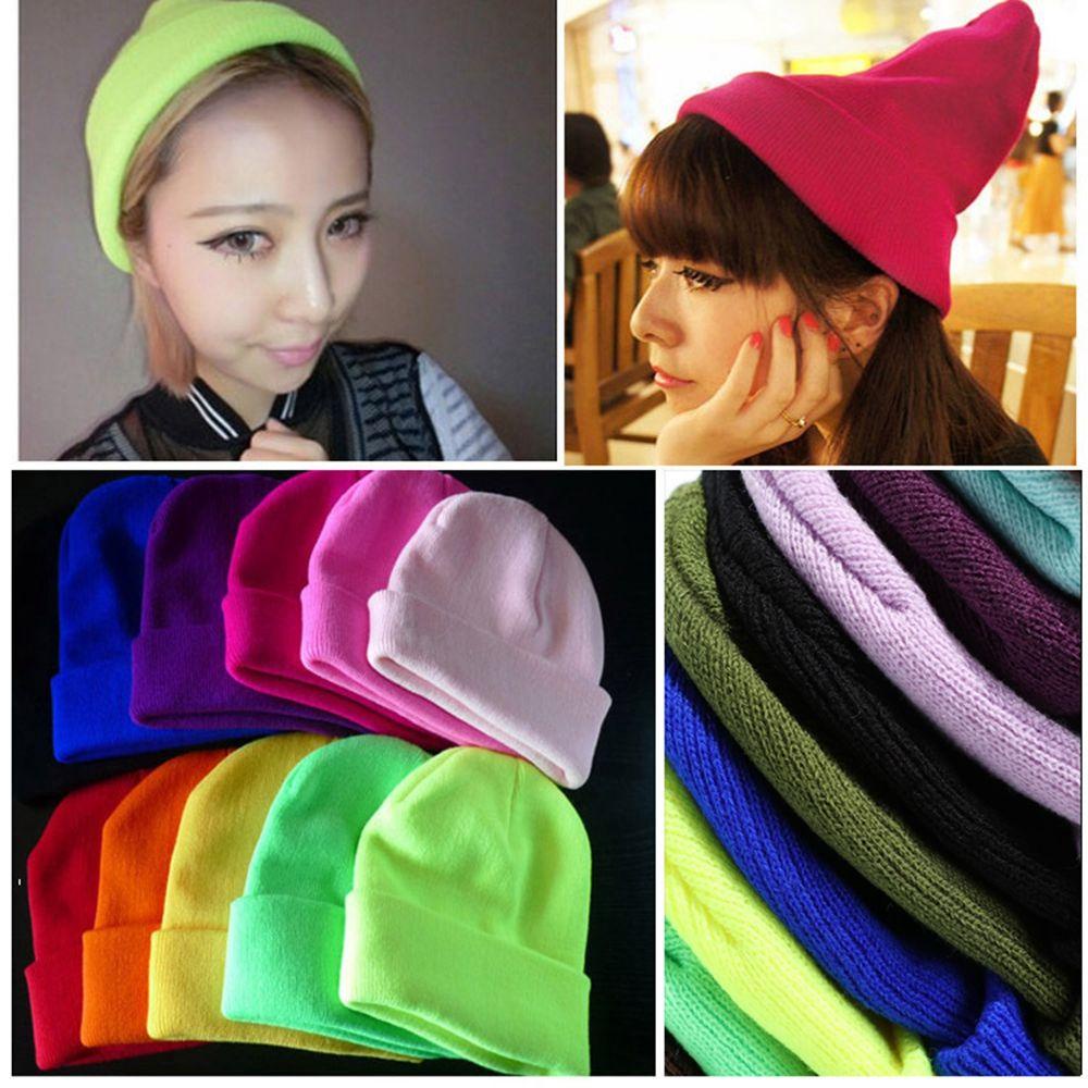 EUCA Mũ Len Beanie Cao Cấp Màu Trơn Dễ Thương Cho Nữ