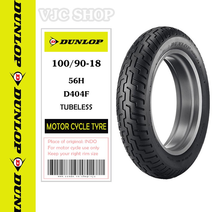 Vỏ xe máy Dunlop D404 100/90-18 MC 56H TL Indo