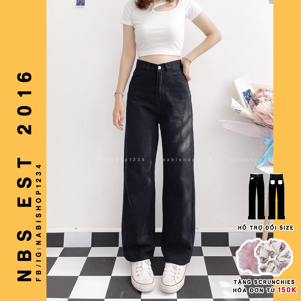 Quần Ống Rộng Suông Nữ Lưng Cao Vải Jeans Mã 3167 + 5043 Nabishop1234 (ẢNH THẬT)