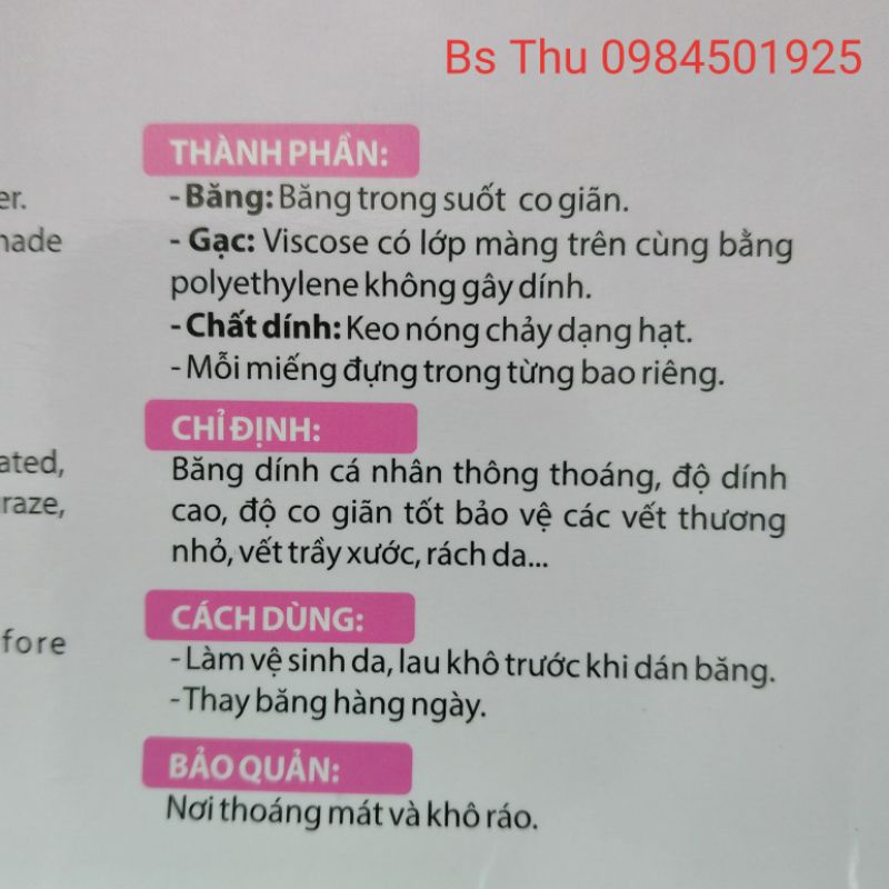 Băng gâu cá nhân siêu dính BBGO hộp 102 miếng Best Go