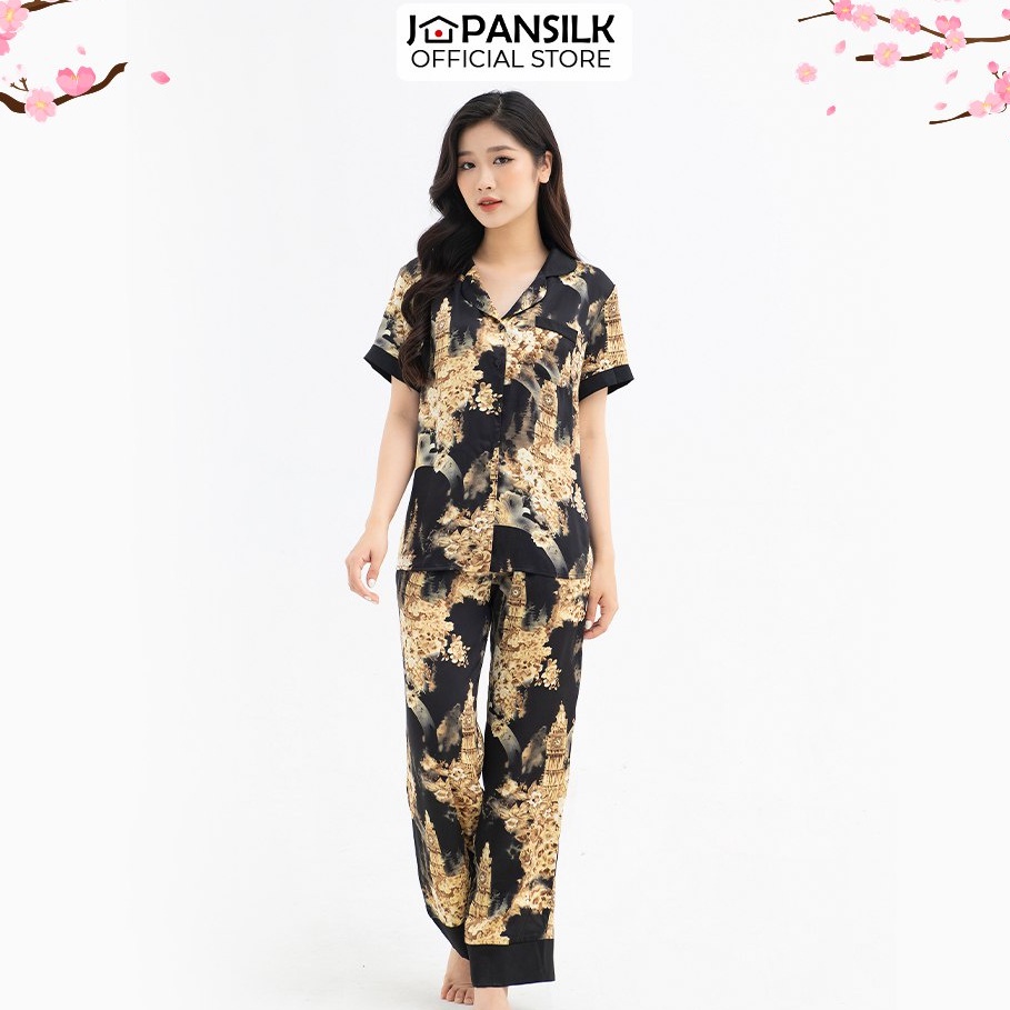 Combo 5 Bộ Đồ Ngủ Lụa Satin Nhật Pijama Họa Tiết Tranh Vẽ JAPAN SILK Chính Hãng