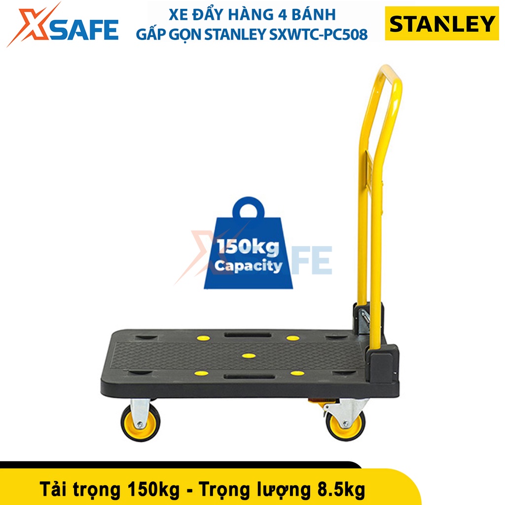 Xe đẩy hàng gấp gọn 4 bánh STANLEY SXWTC-PC508 tải trọng 150kg, tức thời 160kg, bánh xe bọc cao su - chính hãng - xsafe