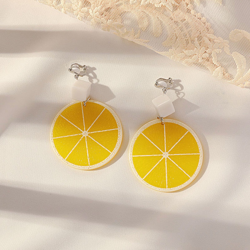 Khuyên Kẹp Vành Tai Họa Tiết Trái Cây/Hoa/Trái Tim Hình Học Đính Ngọc Trai Nhân Tạo Thời Trang