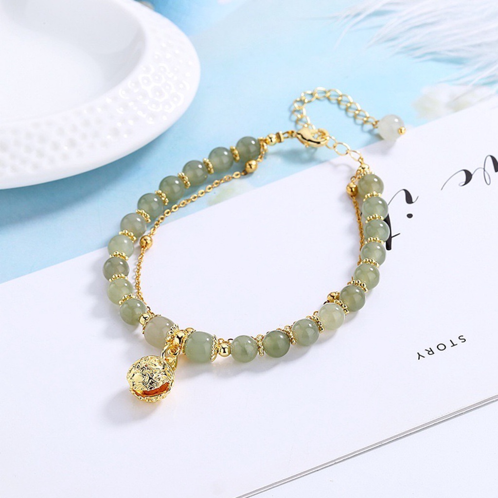 Vòng Đeo Tay Chuỗi Hạt Đá Ngọc Bích Thời Trang Phong Cách Hàn Quốc