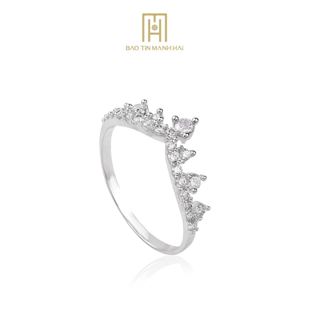 Nhẫn Bạc Nữ Hình Vương Miện Đính Đá Thiết Kế Phong Cách Hàn Quốc NB03 Bảo Tín Mạnh Hải