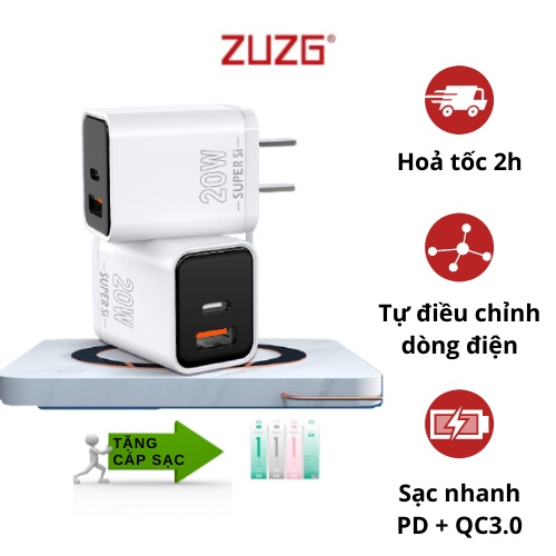Củ sạc nhanh IPZUZG UC05 2 cổng PD 3.0 và QC3.0