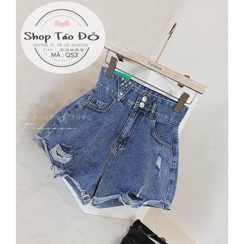 (TÁO ĐỎ BIGSIZE 55-90KG) QS03 QUẦN SHORT JEAN NỮ, QUẦN BÒ NỮ ĐÍNH ĐÁ SANG CHẢNH CHẤT JEAN KHÔNG CO GIÃN QS03 🥰🥰🥰