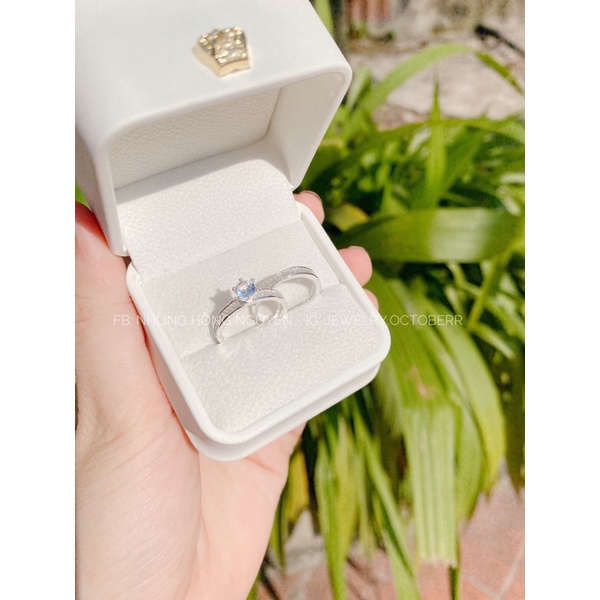 Nhẫn đôi tình yêu nam nữ đá gết bạc đơn giản MS999