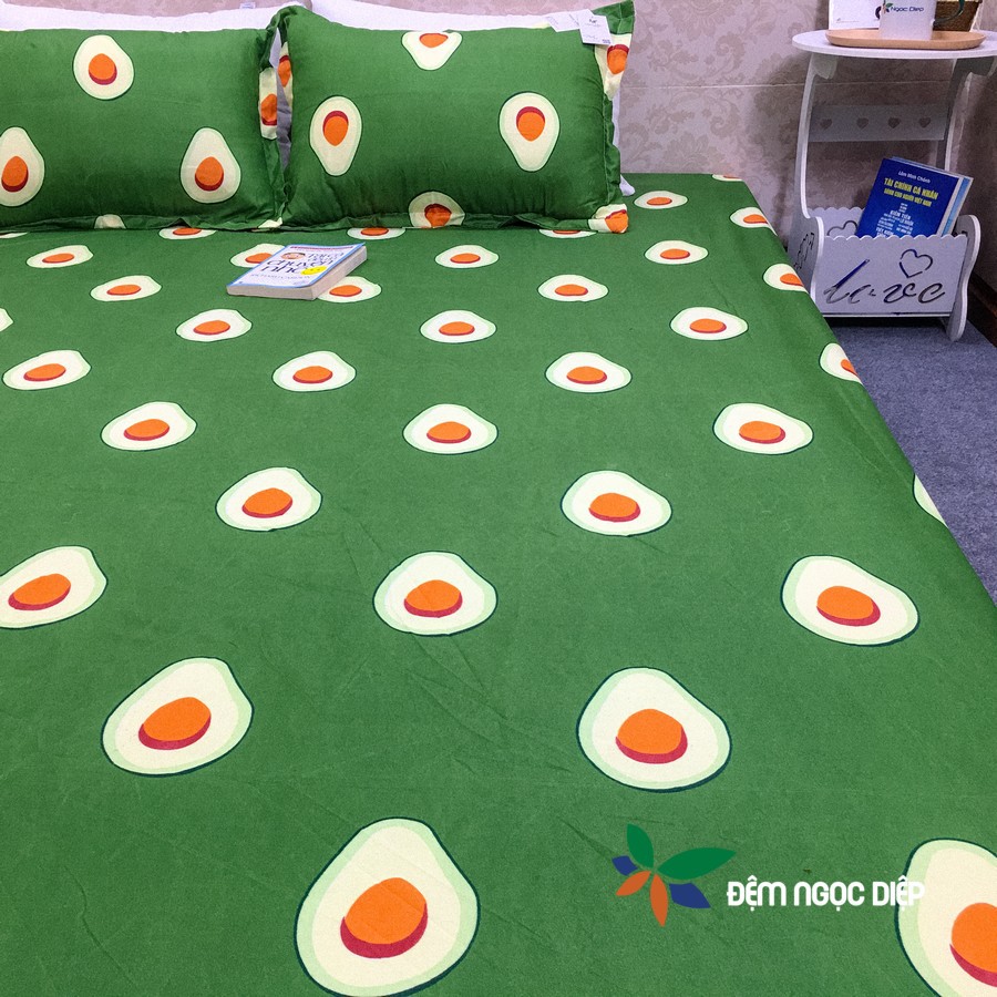 Set vỏ chăn ga gối cotton poly mẫu quả bơ m2, m6, m8, 2m2 | BigBuy360 - bigbuy360.vn