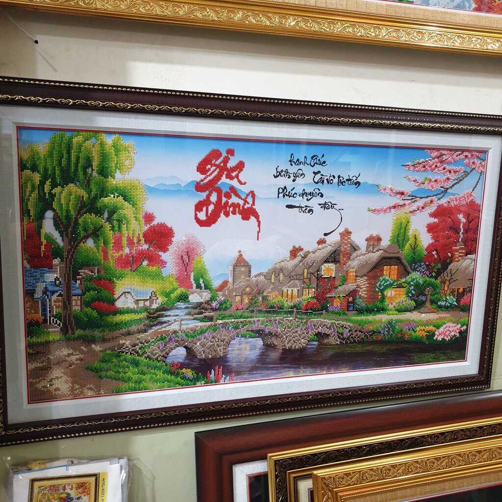 Tranh đính đá kim cương ABC gia đình hạnh phúc, tranh đính đá tự làm, cách làm tranh gắn đá