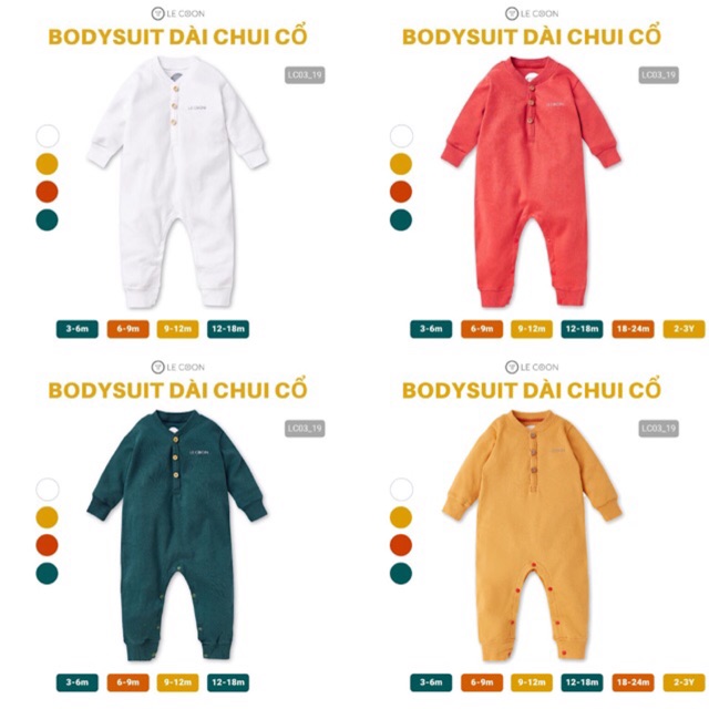LE COON | Bodysuit Dài Chui Cổ 3-18 tháng [ babyboo]