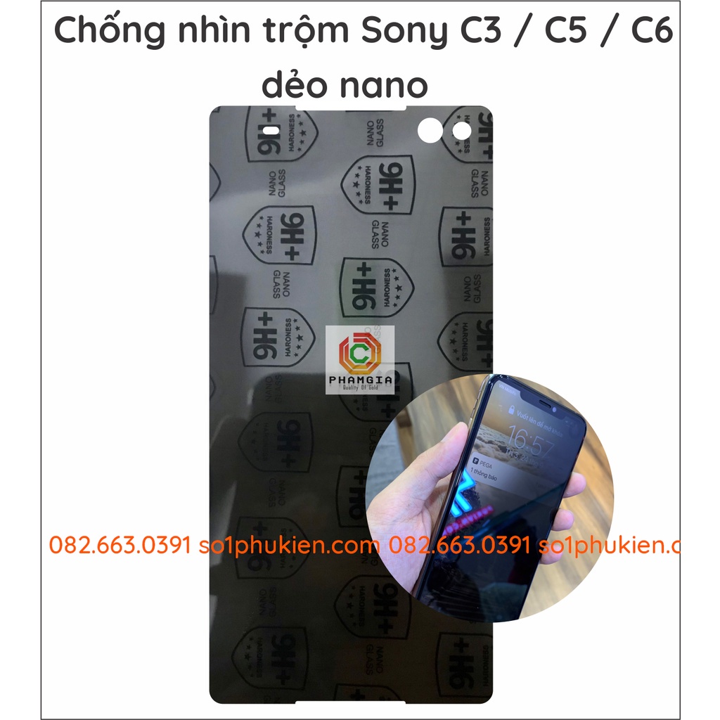 Dán cường lực chống nhìn trộm Sony C3 / C5 / C6 / L1 / L2 dẻo nano