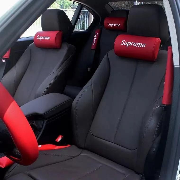 【Ready Stock】 Popular Brand Supreme Automotive Headrest Interior Accessories Car Bone Pillow Car Neck Pillow Summer Seat Pillow Spot Chaopai 1i35