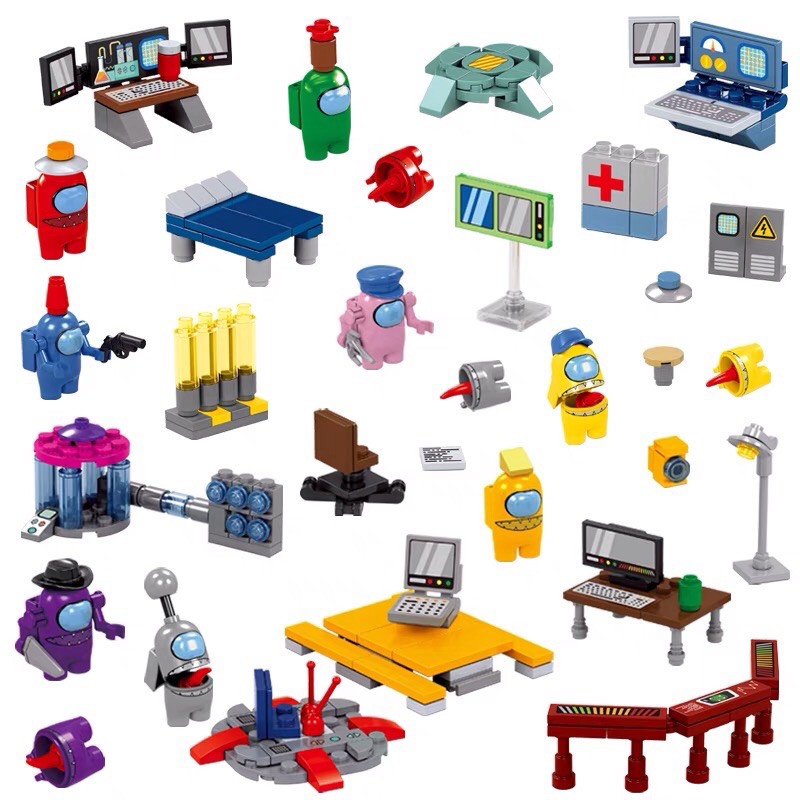 BỘ 8 HỘP XẾP HÌNH AMONG US NON LEGO ĐỦ MÀU