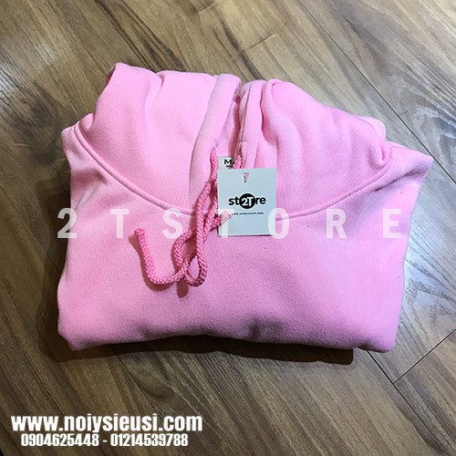 Áo hoodie unisex 2T Store H14 màu hồng phấn - Áo khoác nỉ bông chui đầu nón 2 lớp dày dặn đẹp chất lượng
