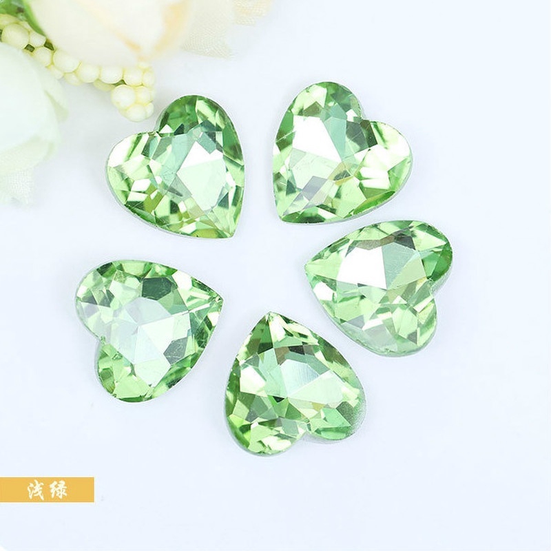 Set 50 đá pha lê tự làm trang sức 8mm hình trái tim nhiều màu sắc