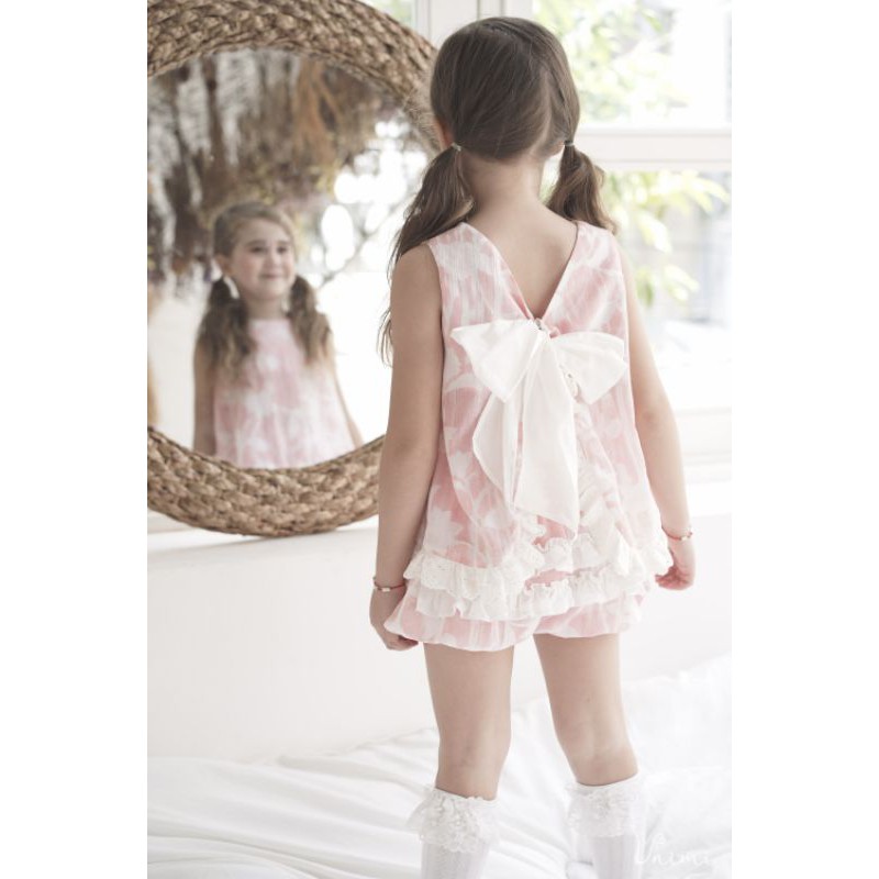 Tulip Set Áo hở lưng quần bí nhún bèo - Pink Ruffles 50% OFF