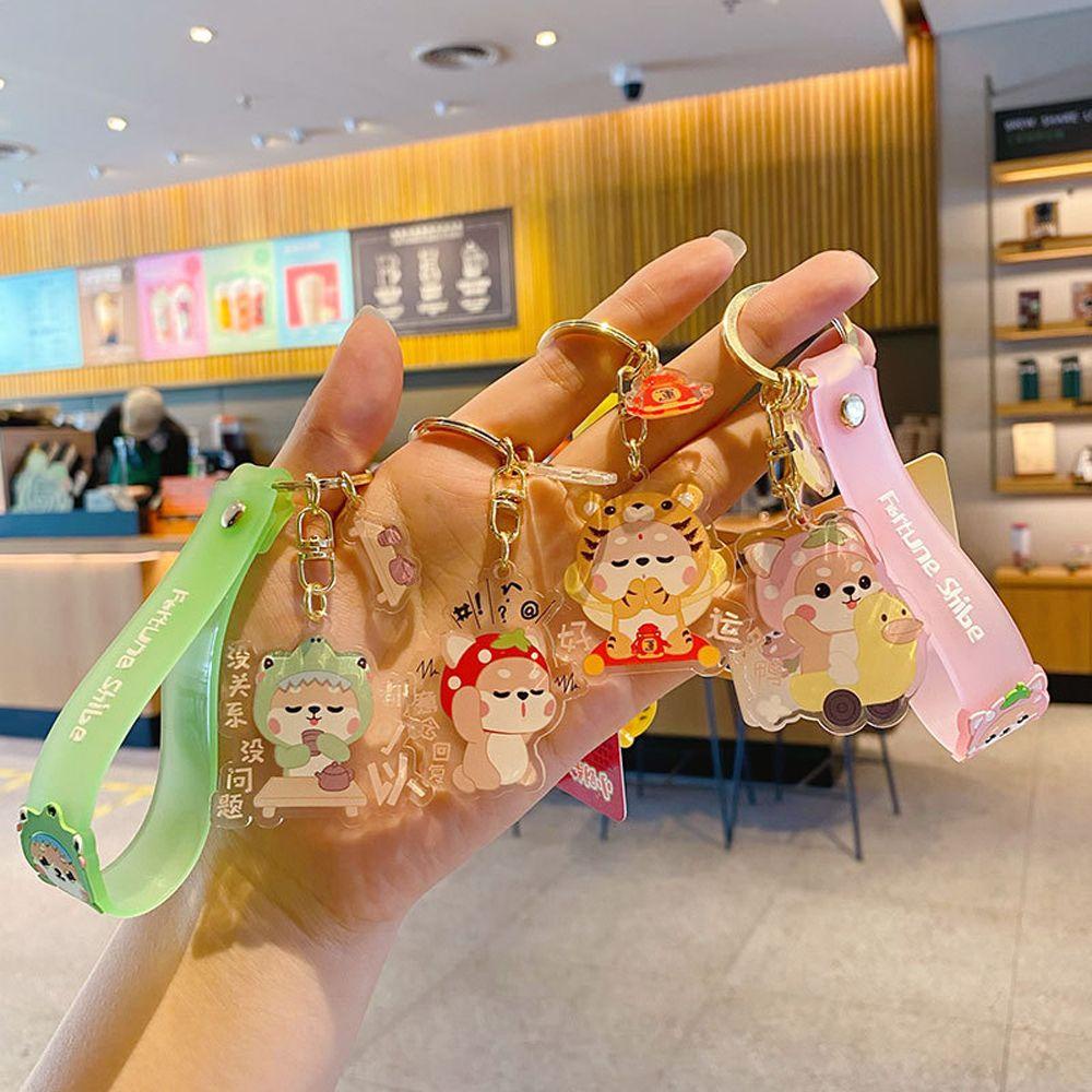 Móc Chìa Khóa Bằng Acrylic In Họa Tiết Hoạt Hình Chó Shiba Inu Dễ Thương