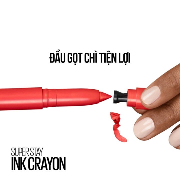 Son bút chì mịn lì 8H lâu trôi có đầu chuốt Maybelline New York Super Stay Ink Crayon 1.2g