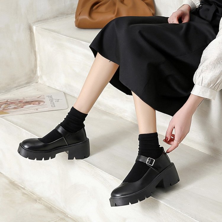 [ Mã 66CBSALE giảm 30K đơn 200K] Ulzzang Giày Mũi Tròn Đế Dày 6cm Thời Trang Thanh Lịch Cho Nữ | BigBuy360 - bigbuy360.vn
