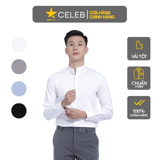 Áo sơ mi nam tay dài cổ trụ CELEB vải Bamboo hút ẩm và bền màu cực cao, form slimfit tôn dáng